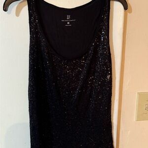 New York & Company Black Sequin Tank Top